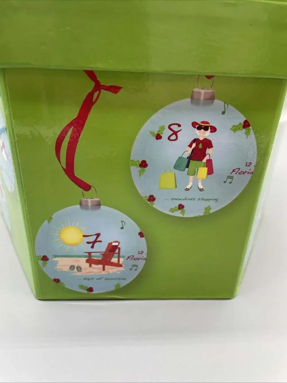 Bealls “12 Days Of FLORIDA Christmas” 14 Pc Ornament Set Paper W Polyfoam